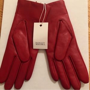 NWT * Badgley Mischka Red Authentic Leather Gloves
